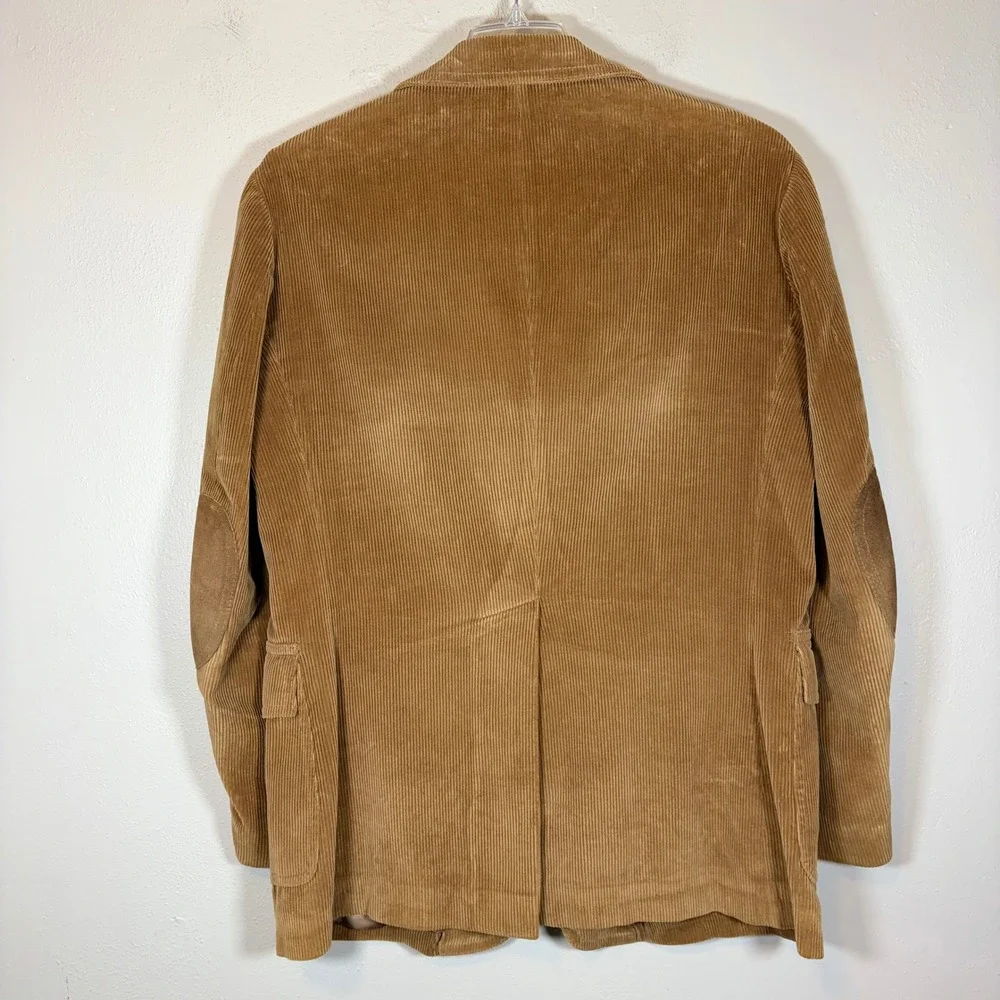 Vintage 70s Europe Craft‎ Corduroy Western Blazer Suede Patch Tan Jacket 44L